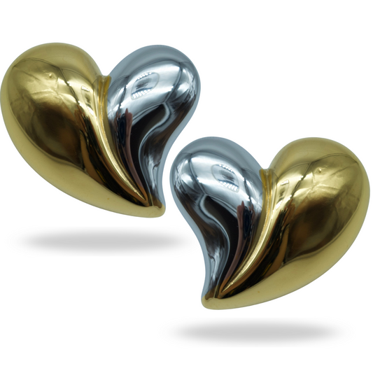 Aretes Corazón Chunky Bicolor